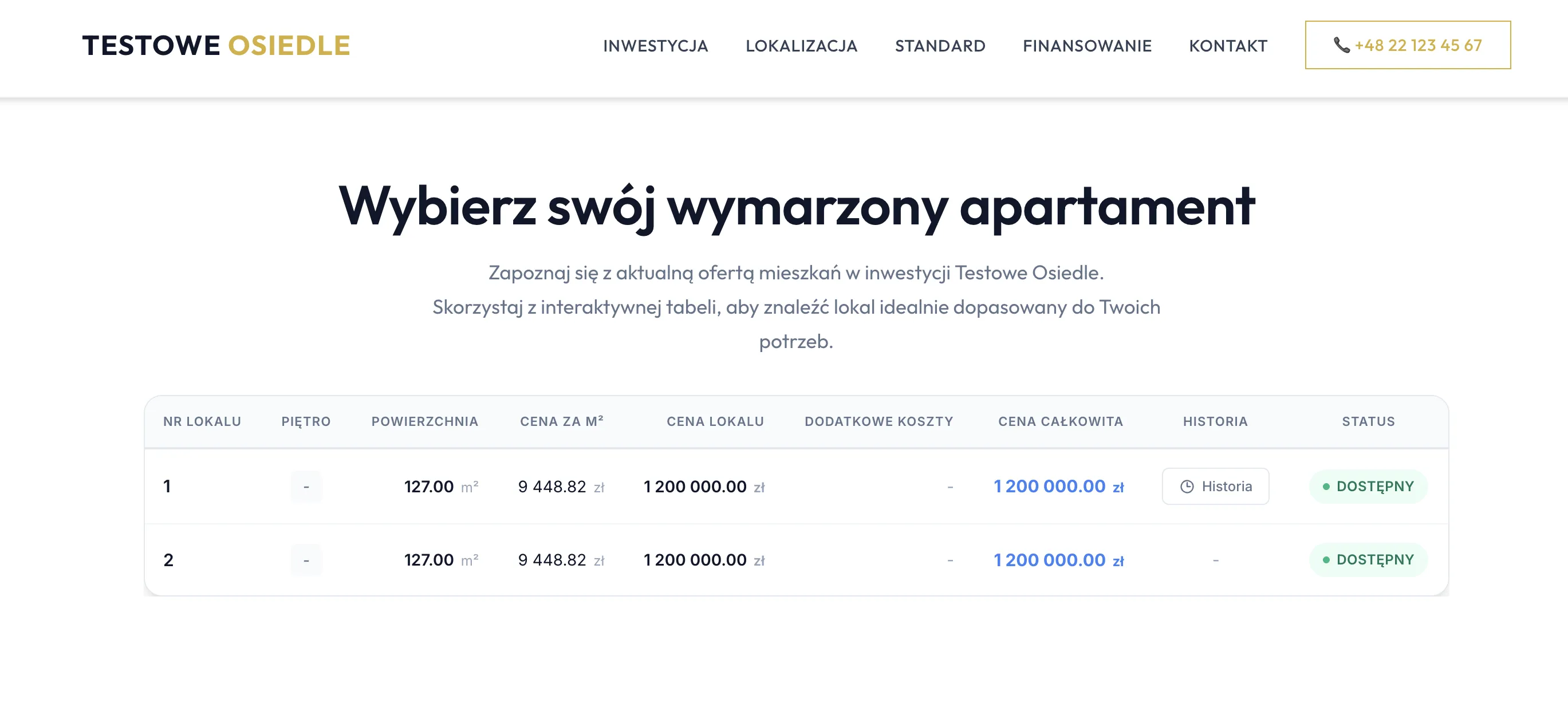 Przykładowy widok widgetu na stronie klienta